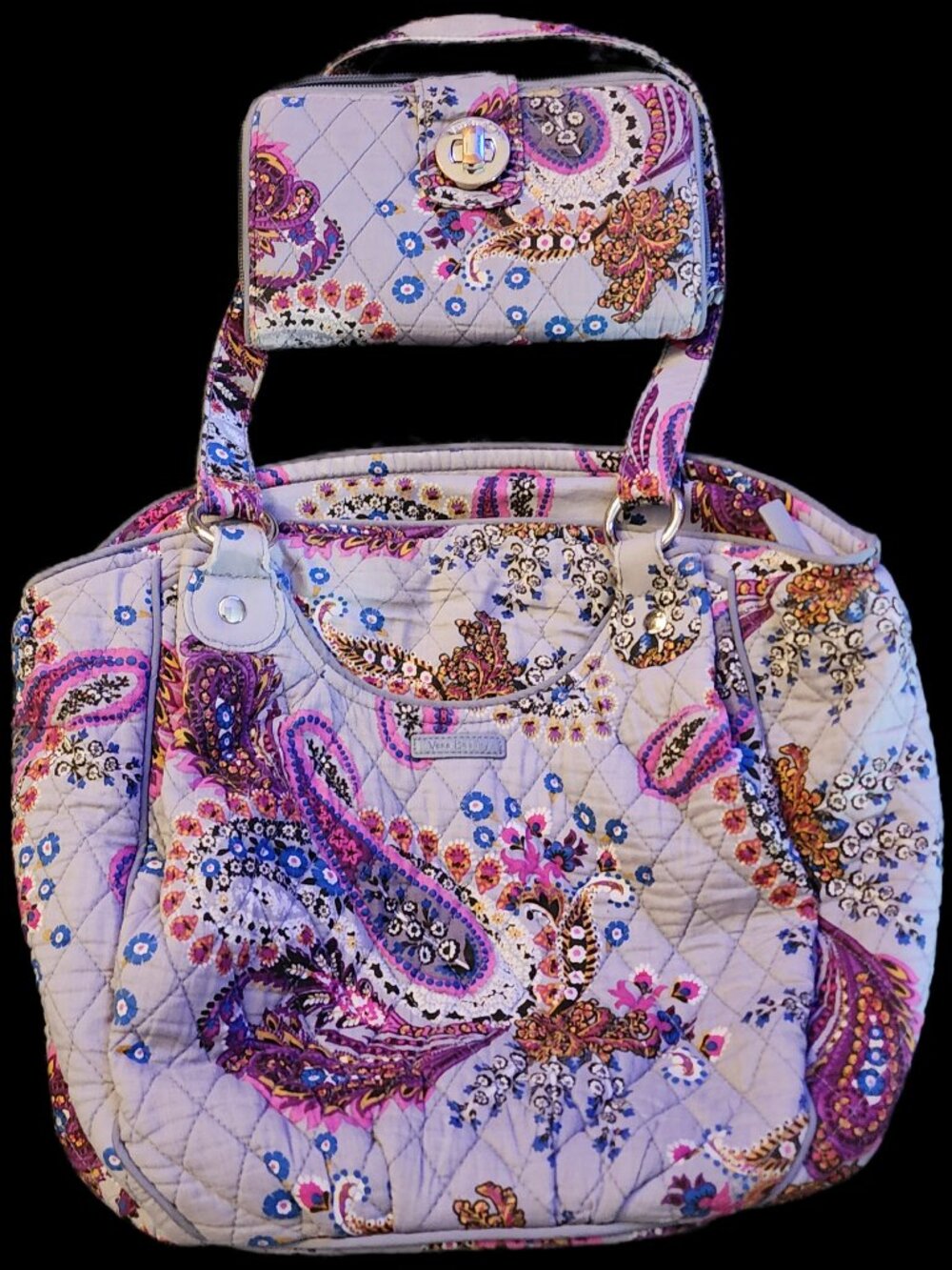 Vera Bradley Quilted Paisley Tote Bag & Matching Wallet Set